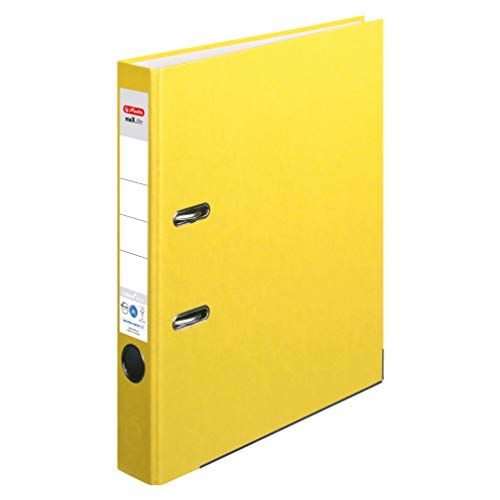 Herlitz Ordner maX.file nature plus, Spezialpapierbezug, Kantenschutz, standfest, A4 5 cm, gelb von Herlitz