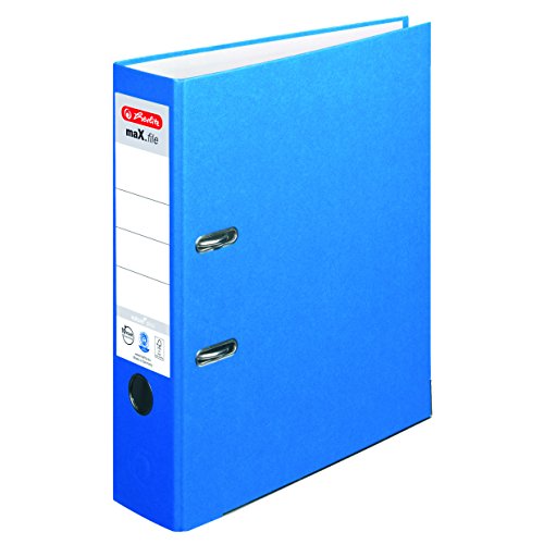 Herlitz Ordner maX.file nature plus, Spezialpapierbezug, Kantenschutz, standfest, A4 8 cm, blau von Herlitz