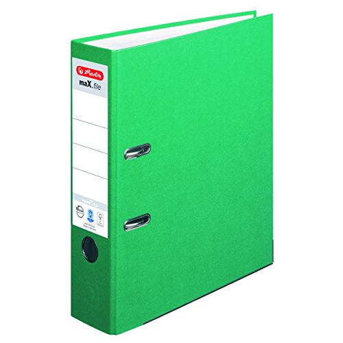 Herlitz Ordner maX.file nature plus, Spezialpapierbezug, Kantenschutz, standfest, A4 8 cm, grün von Herlitz