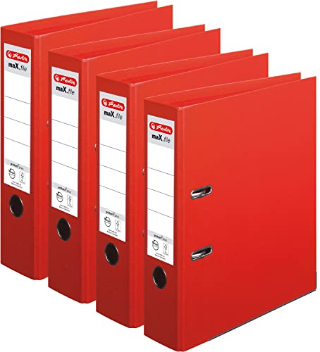 Herlitz Ordner maX.file protect+ A4, 8 cm (4er Pack | Rot) von Herlitz