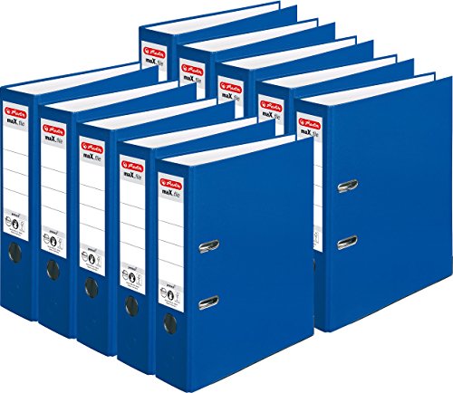 Herlitz Ordner maX.File Protect A4, 8 cm breit (10er Pack | blau) von Herlitz