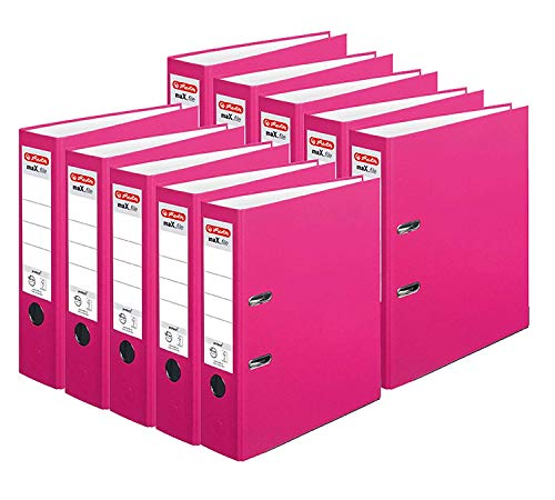 Herlitz Ordner maX.file protect A4 (8 cm mit Einsteckrückenschild) 10er Pack (Acqua) (10er, Pink) von Herlitz