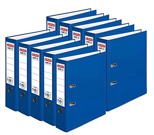 Herlitz Ordner maX.file protect A4 (8 cm mit Einsteckrückenschild) 10er Pack (Blau) von Herlitz