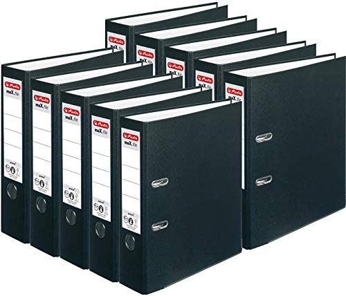 Herlitz Ordner maX.file protect A4 (8 cm mit Einsteckrückenschild) 10er Pack (Schwarz) von Herlitz