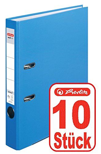 Herlitz Ordner maX.file protect A4 5cm, PP-Folienbezug beschichtet, mit Wechselfenster (aquamarin | 10er) von Herlitz