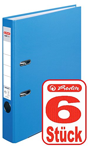 Herlitz Ordner maX.file protect A4 5cm, PP-Folienbezug beschichtet, mit Wechselfenster (aquamarin | 6er) von Herlitz