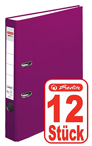 Herlitz Ordner maX.file protect A4 5cm, PP-Folienbezug beschichtet, mit Wechselfenster (beere | 12er) von Herlitz