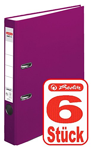 Herlitz Ordner maX.file protect A4 5cm, PP-Folienbezug beschichtet, mit Wechselfenster (beere | 6er) von Herlitz