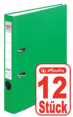 Herlitz Ordner maX.file protect A4 5cm, PP-Folienbezug beschichtet, mit Wechselfenster (hellgrün | 12er) von Herlitz