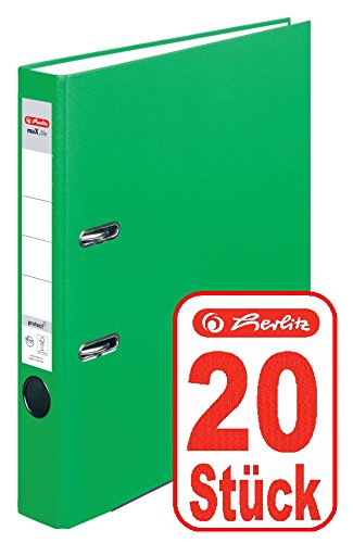 Herlitz Ordner maX.file protect A4 5cm, PP-Folienbezug beschichtet, mit Wechselfenster (hellgrün | 20er) von Herlitz