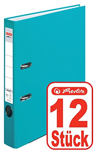 Herlitz Ordner maX.file protect A4 5cm, PP-Folienbezug beschichtet, mit Wechselfenster (türkis | 12er) von Herlitz