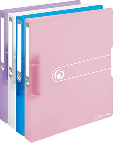 Herlitz Ringbuch A4, 2 Ringe, 3,8 cm, Füllhöhe 25 mm, PP-Folie, Pastell transparent (4 Farben, 4er Pack) von Herlitz