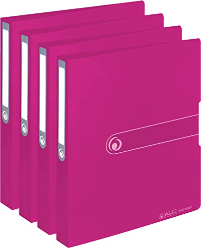 Herlitz Ringbuch A4 (PP, 2-Ring-Kombi-Mechanik, 3,8 cm Rücken, 25 mm Füllhöhe) 4er Set, opak beere von Herlitz