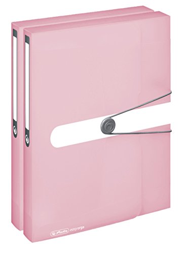 Herlitz Sammelbox, A4, PP-Folie, Gummizug mit Verschlussknopf, Pastell transparent (Rosé / 2er Pack) von Herlitz