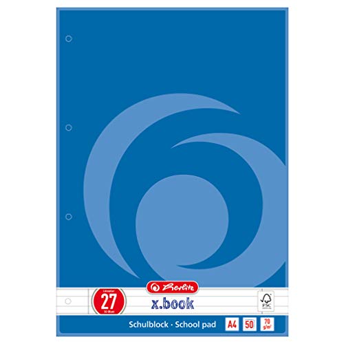 Herlitz Schulblock A4 FSC Mix Lineatur 27, 1 Motiv, 50 Blatt von Herlitz