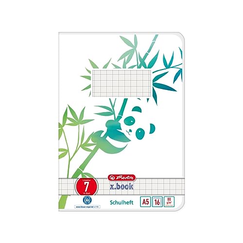 Herlitz Schulheft A5 GREENline 16 Blatt Lineatur 07 Motiv Panda von Herlitz