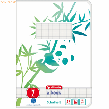 Herlitz Schulheft Greenline A5 16 Blatt Lineatur (07) Motiv Panda von Herlitz