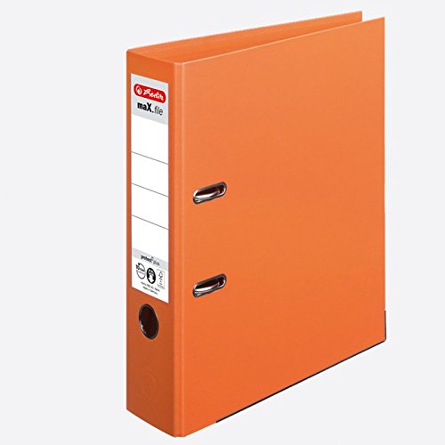 Ordner maX.file protect+ A4 Voll-PP-Folienbezug Wechselfenster 4er Pack breit (orange breit, 4) von Herlitz