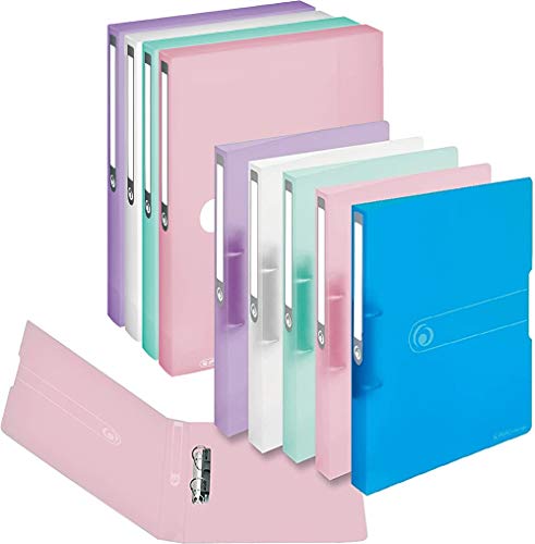 Ringbuch A4 PP 2-Ring 3,8cm Pastell transparent 5er Pack - Minze, Rosé, Flieder, Weiß und Blau +4 Sammelmappen von Herlitz