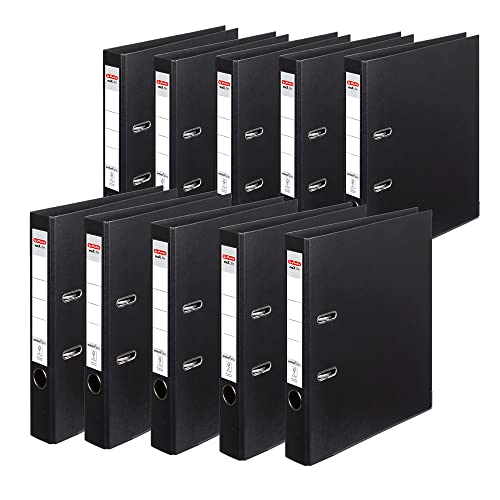 Herlitz 10834729 Ordner maX.file protect+, A4, Rückenbreite: 5cm, Voll-PP-Folienbezug, schwarz, 10 Stück von Herlitz