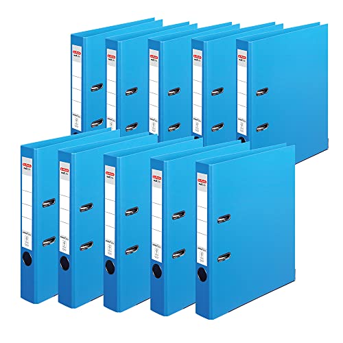 Herlitz 10834828 Ordner maX.file protect+, A4, Rückenbreite: 5cm, Voll-PP-Folienbezug, hellblau, 10 Stück von Herlitz