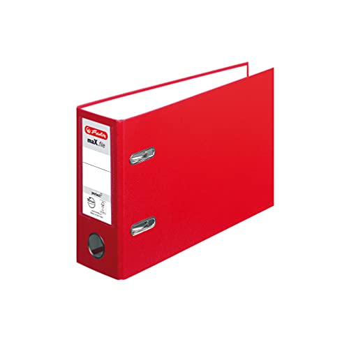 herlitz 10842342 Ordner maX.file protect, A5, quer, Rückenbreite: 8cm, PP-Folienbezug, rot, 10 Stück von Herlitz