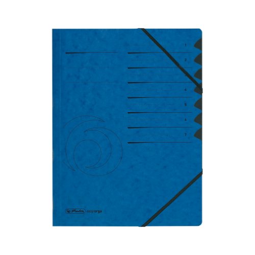 herlitz 10843050 Ordnungsmappe Quality 1-7, A4, blau, 7 Fächer mit Gummizug, 1 Stück von Herlitz