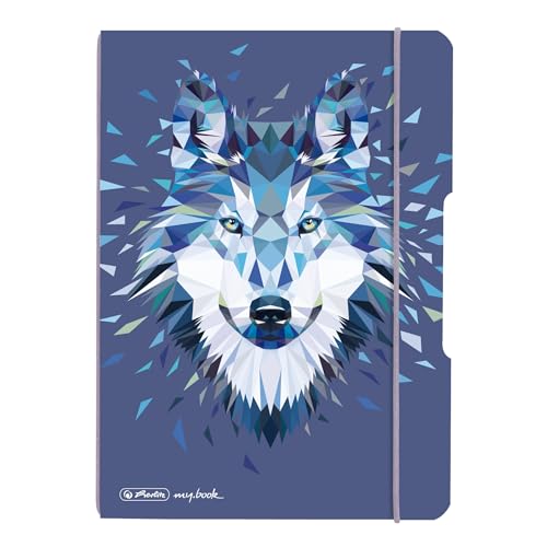 herlitz 50027286 Notizheft flex mit Wechselcover, A5, 40 Blatt punktiert, Motiv: Wild Animals Wolf, 1 Stück von Herlitz