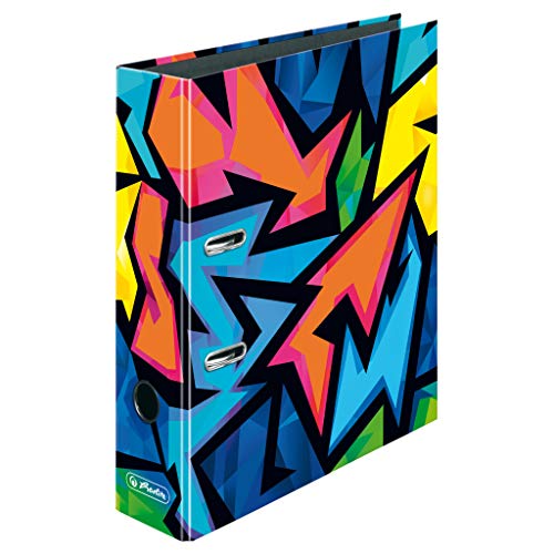 herlitz 50027385 Ordner maX.file, A4, 8cm, Motiv: Neon Art, 1 Stück von Herlitz