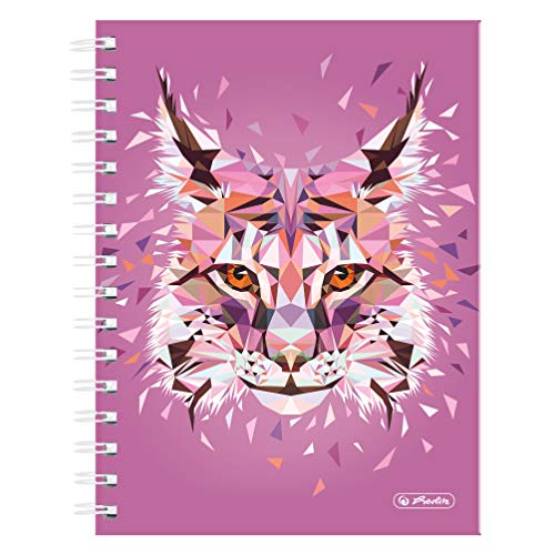 herlitz 50027767 Spiralboutiquebuch A5, 100 Blatt, kariert, Motiv: Wild Animals Luchs, 1 Stück von Herlitz