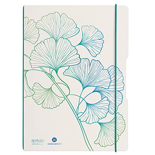 herlitz 50033652 Notizheft flex, A4, 2 x 40 Blatt, liniert und kariert, Motiv: GREENline Ginkgo, 1 Stück von Herlitz