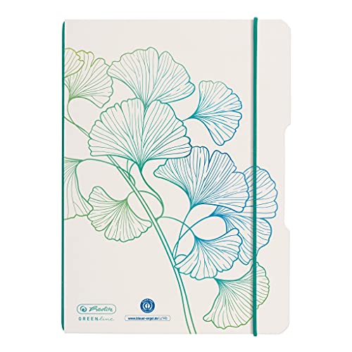 Herlitz 50033676 Notizheft flex A5, 40 Blatt, punktiert, Motiv: GREENline Ginkgo, 1 Stück von Herlitz