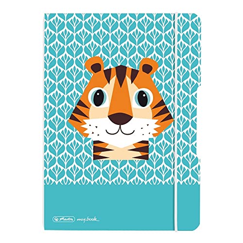 herlitz 50039821 Notizheft flex A5, 40 Blatt punktiert, Motiv: Cute Animals Tiger, 5 Stück von Herlitz