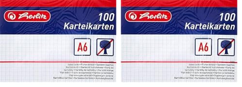 herlitz Karteikarte A6, kariert, weiß, 100 Stück (Packung mit 2) von Herlitz