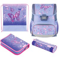 herlitz Schulranzen-Set Loop Plus Butterfly Paradise Kunstfaser lila von Herlitz