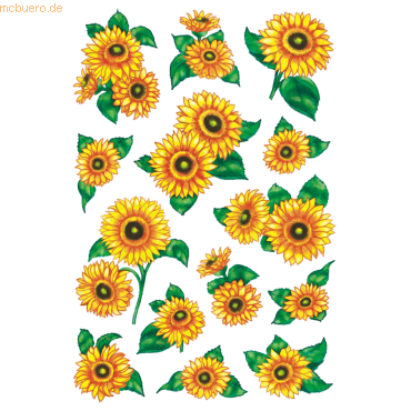 10 x HERMA Schmucketiketten Decor Sonnenblumen beglimmert VE=2 Blatt von Herma