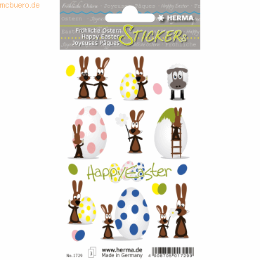 10 x HERMA Sticker Decor Happy Easter Hasenparty VE=3 Blatt von Herma