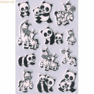 10 x HERMA Sticker Magic Panda- Und Zebrafamilien Foam VE=VE=1 Blatt von Herma