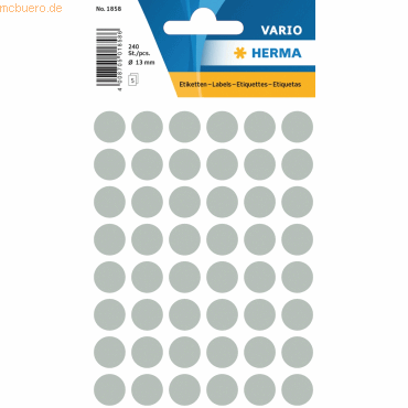 10 x HERMA Vielzweck-Etiketten 13mm grau VE=240 Stück von Herma