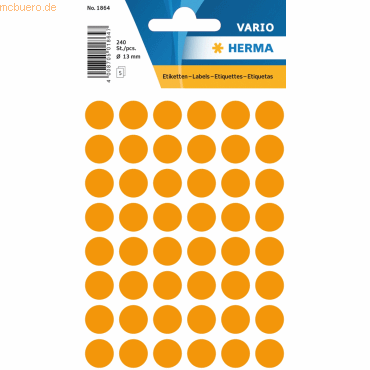 HERMA Vielzweck-Etiketten 13mm leuchtorange VE=240 Stück von Herma