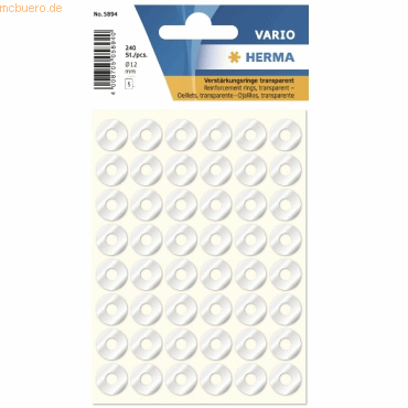 10 x Herma Lochverstärkungsringe transparent VE=240 Stück von Herma