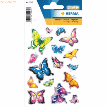 10 x Herma Sticker Schmetterling mit 3D Flügel Effekt von Herma