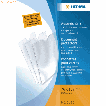 25 x HERMA Ausweishülle 76x107mm für Personalausweise von Herma