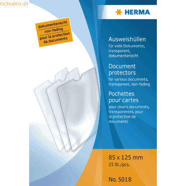 25 x HERMA Ausweishülle 85x125mm für viele Dokumente von Herma