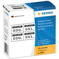 HERMA Klebenummern 4837 Zahlen, weiß/schwarz 15,0 x 22,0 mm, 2x1.000 Etiketten von Herma