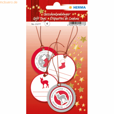 HERMA Geschenkanhänger 3D Weihnachten 5cm rot VE=6 Stück von Herma