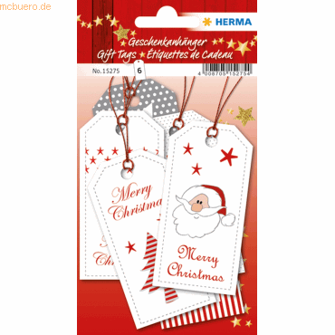 HERMA Geschenkanhänger Weihnachten Xmas 8x4cm VE=6 Stück von Herma