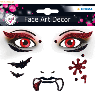5 x HERMA Schmucketiketten Face Art Sticker Vampir Art Decor von Herma