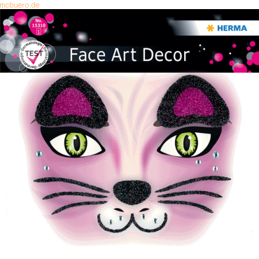 5 x Herma Sticker Face Art Pink Cat 1 Blatt von Herma