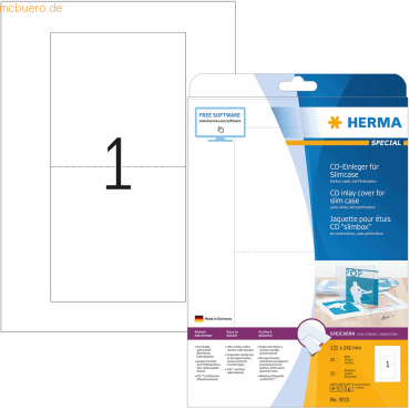 HERMA CD-Einleger für Slimcase perforiert 121x242mm Special A4 VE=25 S von Herma